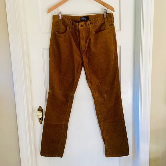 GAP Men's Brown Corduroy Slim Pants Size 33Wx30L 5 Pocket Cord Business Casual - Picture 2 of 13